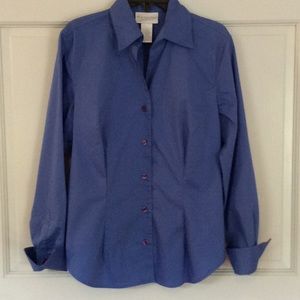 Worthington Stretch Solid Blue Blouse Size 4